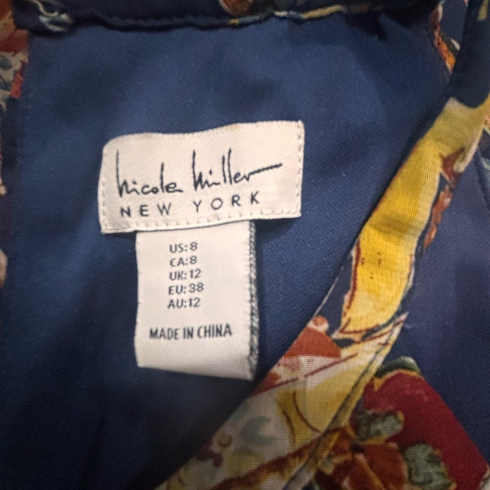 Nicole Miller New York Halter Maxi Dress Navy Floral Print Size 8 - Picture 3 of 6